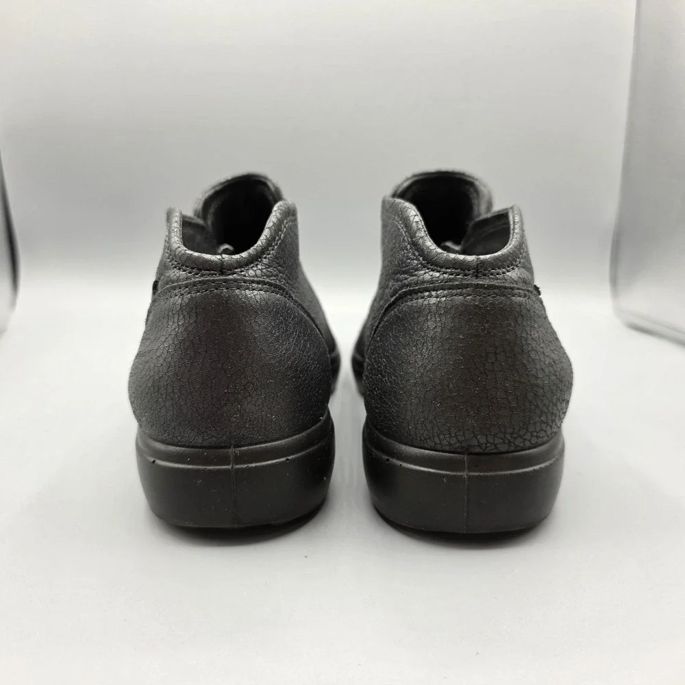 ECCO‎ Bootie Womens 41 Gray Metallic Leather Extra Width Zipper Comfort Sneaker